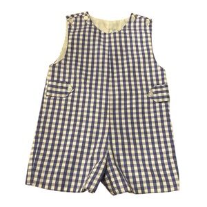 Toddler Boys SuCre by Le Za Me Blue Gingham Shortall